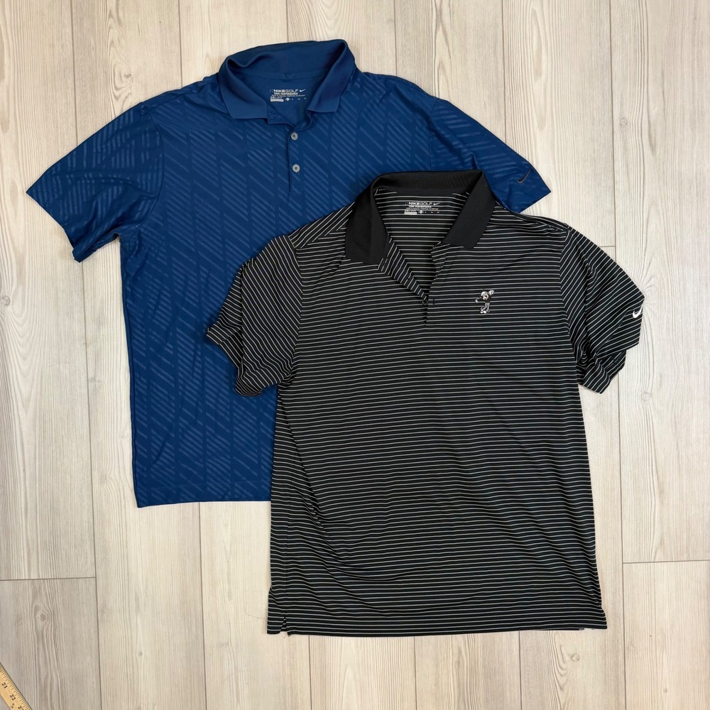 Lot of 2 Nike Golf Dri-FIT Polo Shirt XL Mens Disney Mickey Mouse Navy Black